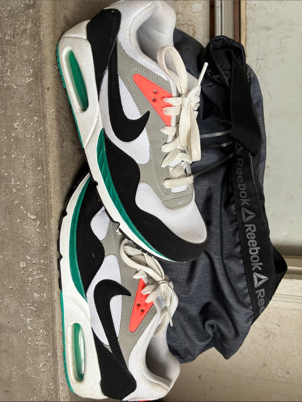 Nike Men's White Black Coral and Teal Air Max Style Sneakers